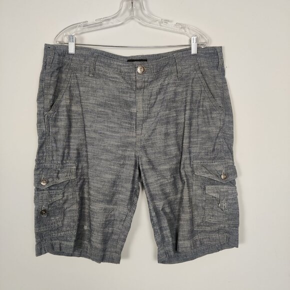 Guess Men's 100% Cotton Heathered Blue Jean Cargo Shorts in Blue Size 40 Summer - Picture 1 of 10